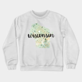 wisconsin - calligraphy and abstract state outline Crewneck Sweatshirt